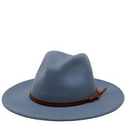 DENIM BLUE WOOL FELT FEDORA IN DENIM BLUE
