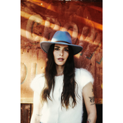 DENIM BLUE WOOL FELT FEDORA IN DENIM BLUE