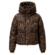 WOMEN'S CROPPED PUFFER JACKET MOD. RHIANNON IN DARK BROWN LEOPARD