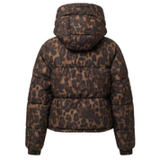 WOMEN'S CROPPED PUFFER JACKET MOD. RHIANNON IN DARK BROWN LEOPARD