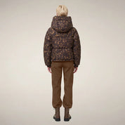 WOMEN'S CROPPED PUFFER JACKET MOD. RHIANNON IN DARK BROWN LEOPARD