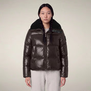 WOMEN'S PUFFER JACKET MOD. MOMA IN BROWN BLACK