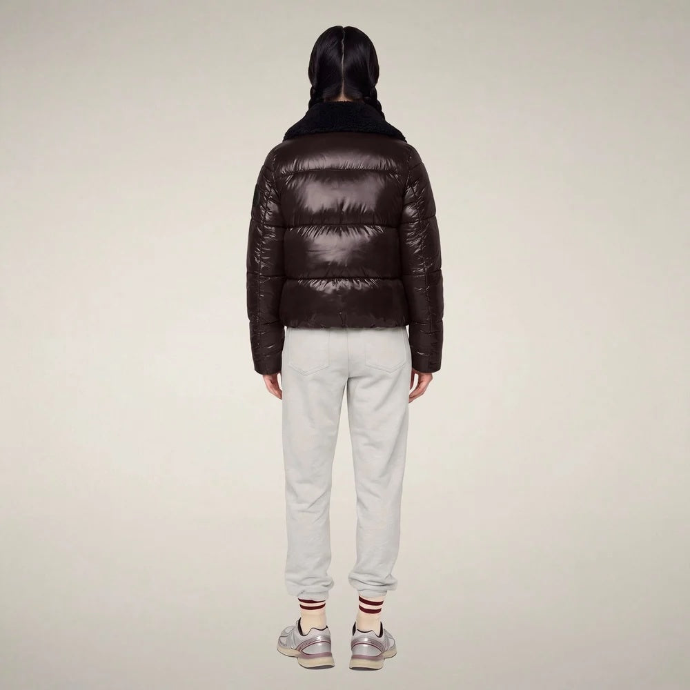 WOMEN'S PUFFER JACKET MOD. MOMA IN BROWN BLACK