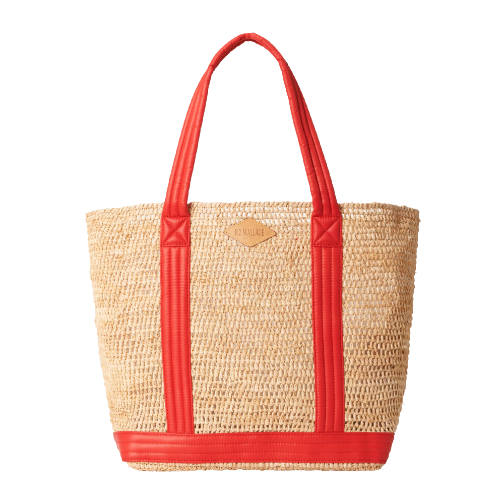 LARGE RAFFIA TOTE CHERRY