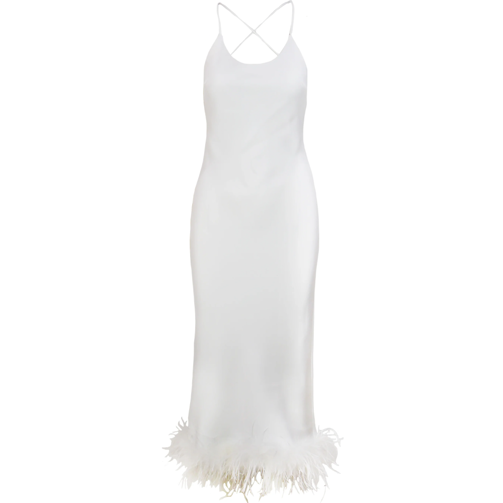 MAGALI FEATHER DRESS WHITE