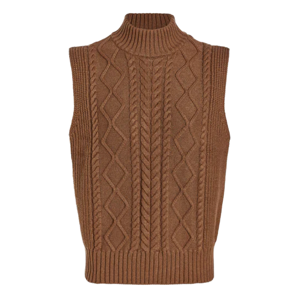 JOILETTE ROLL NECK VEST CARAMEL PECAN