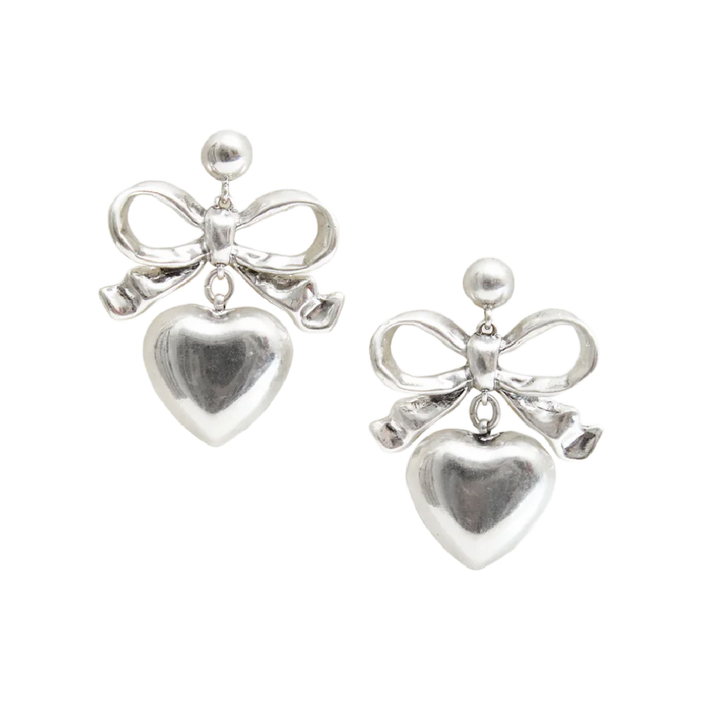 HEART DROP EARRINGS SILVER