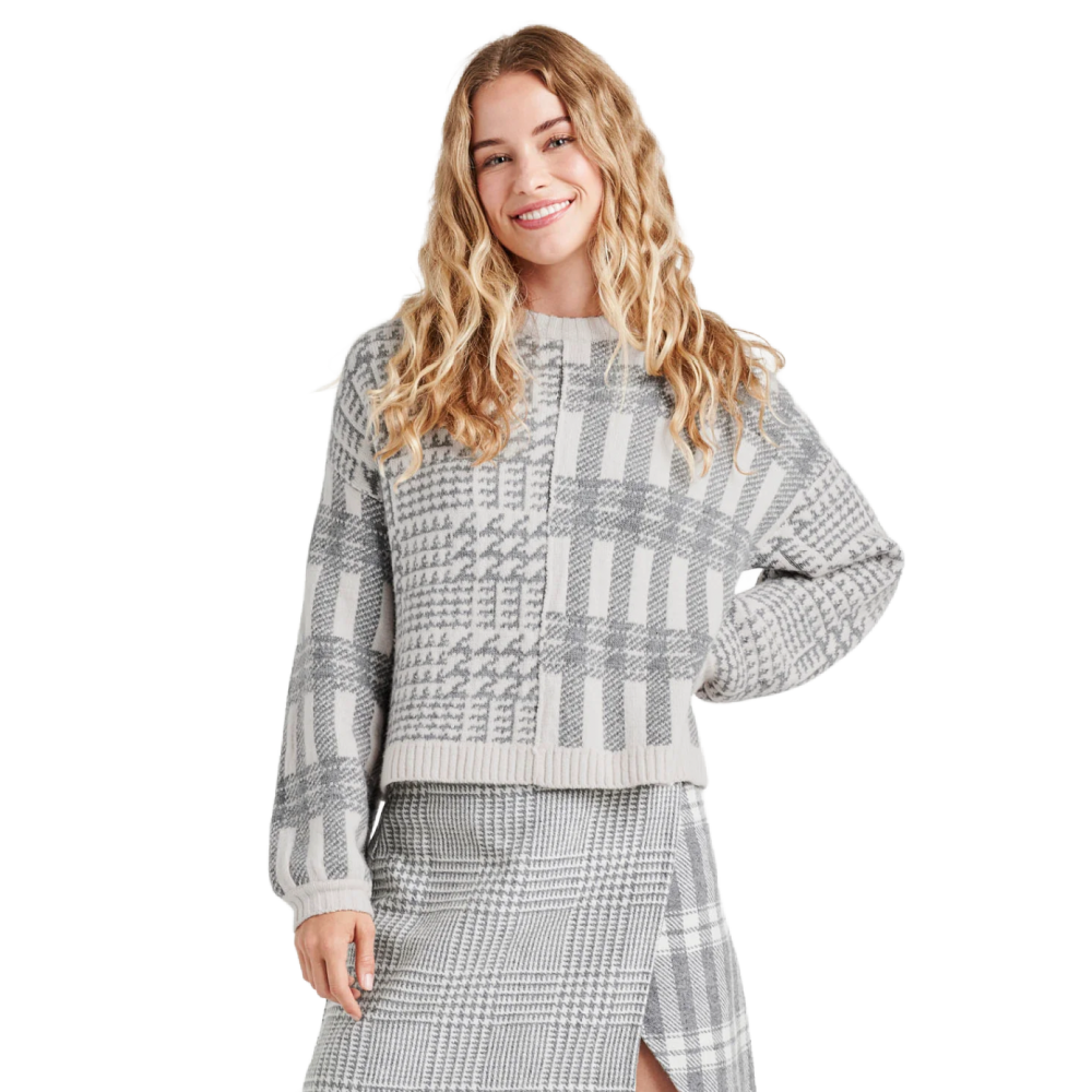 ELLIOTT PLAID SWEATER GREY