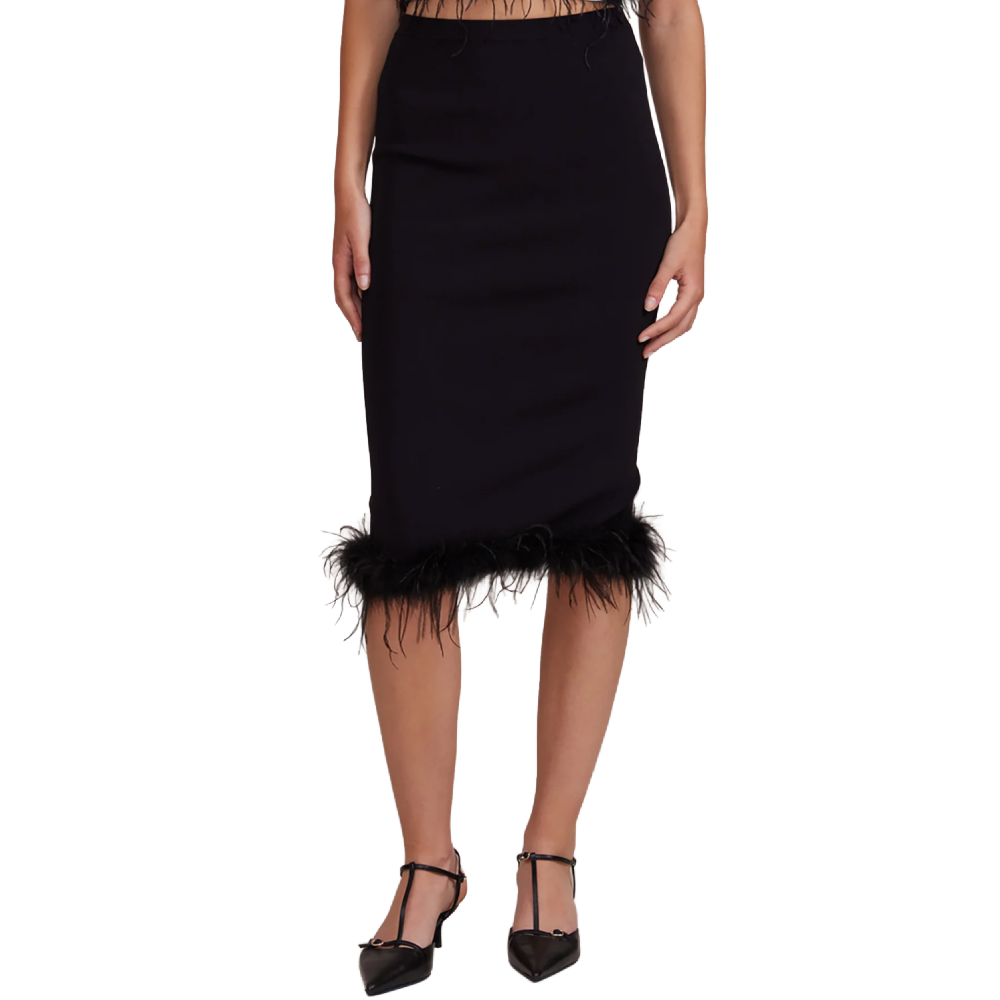 JAMILA FEATHERED SKIRT BLACK