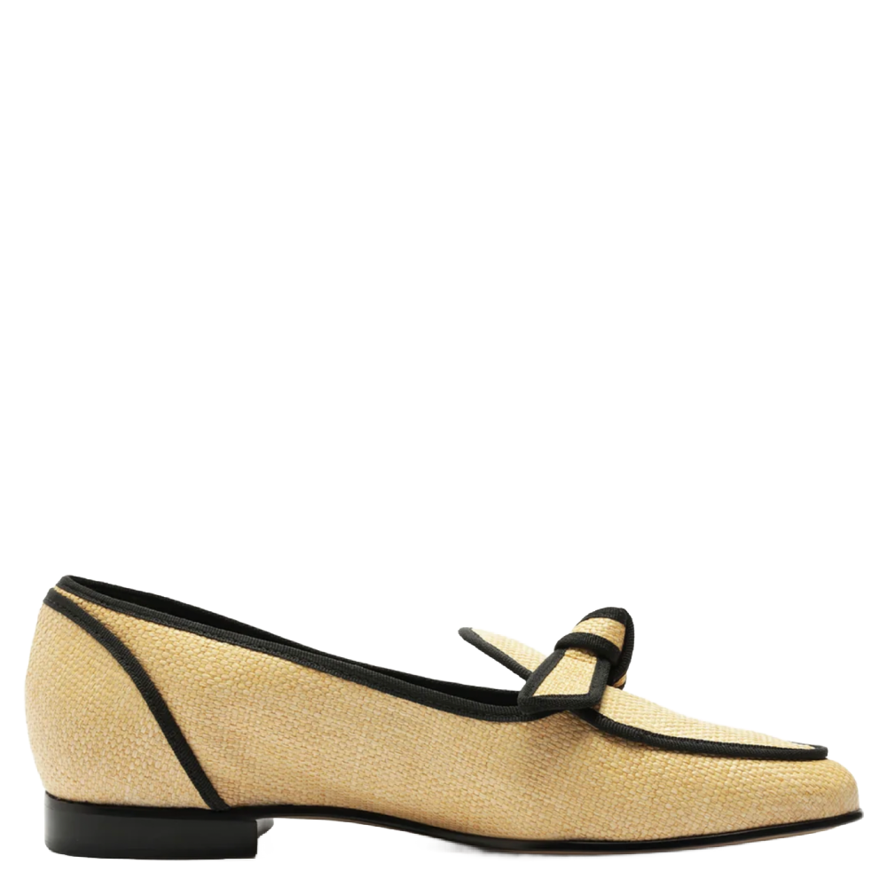 GROSGRAIN RAFFIA LOAFER NATURAL BLACK