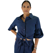 AVA BUTTON UP NAVY