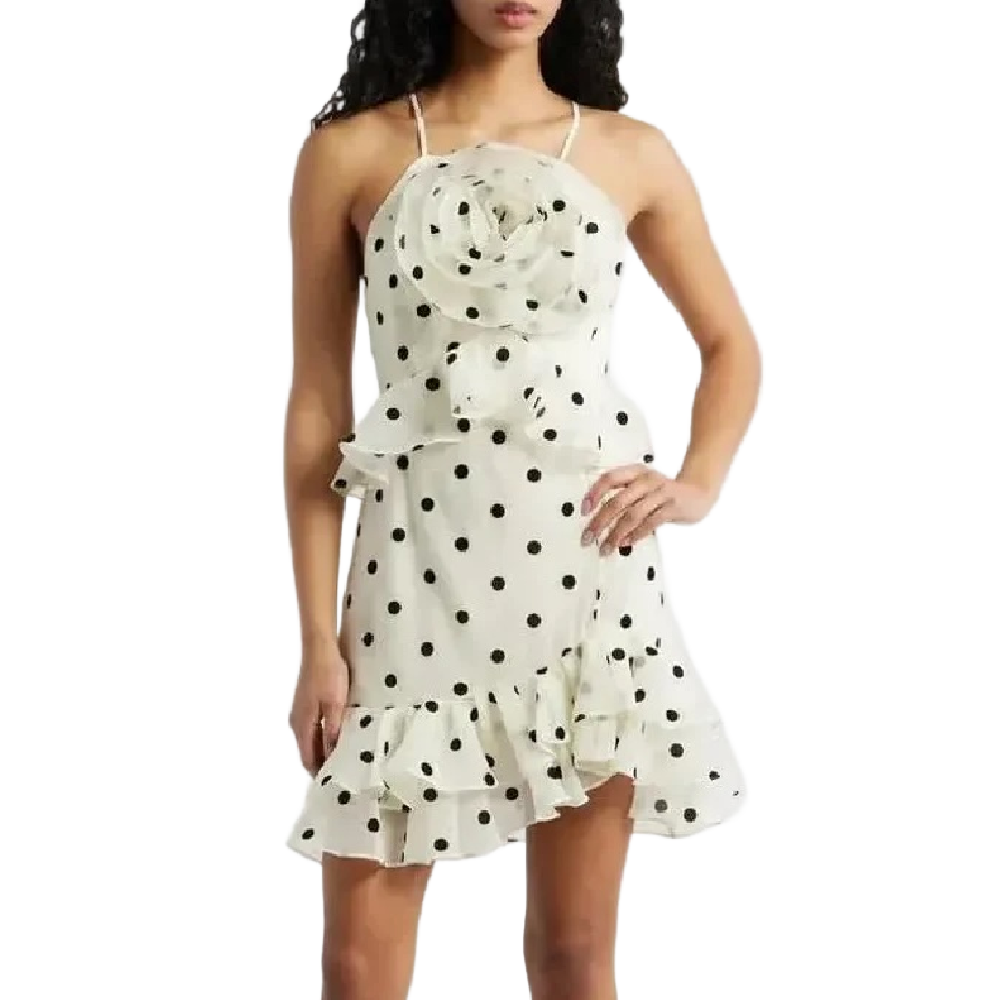 cream dress black shoes REMY RUFFLE M neckline Long sleeves Defined color:PINK - PINK Archetype Élan Gold Necklace Black Red
