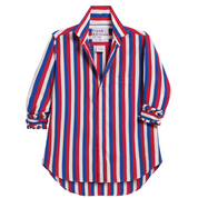 RELAXED BUTTON-UP RED BLUE CREAM STRIPE