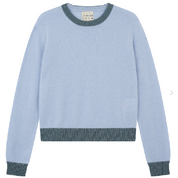 CASHMERE LUREX TRIM CREW BLUE