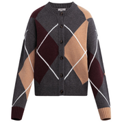 THE RELAXED CARDIGAN CHARCOAL ARGYLE
