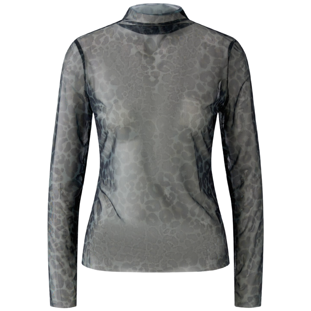 SHEER TOP DARKBROWN GREY LEOPARD