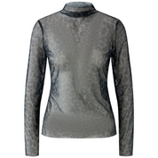 SHEER TOP DARKBROWN GREY LEOPARD