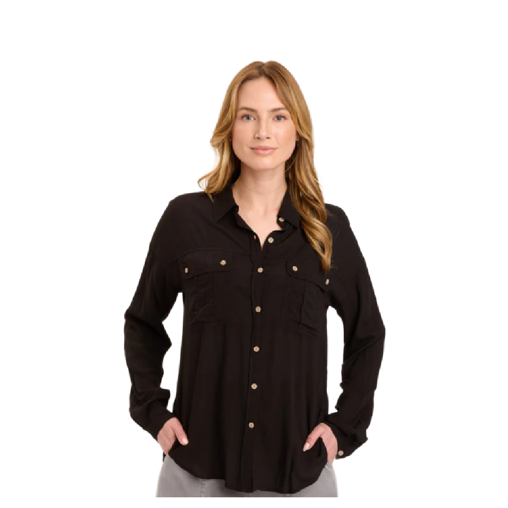 TWILL BUTTON-UP BLACK