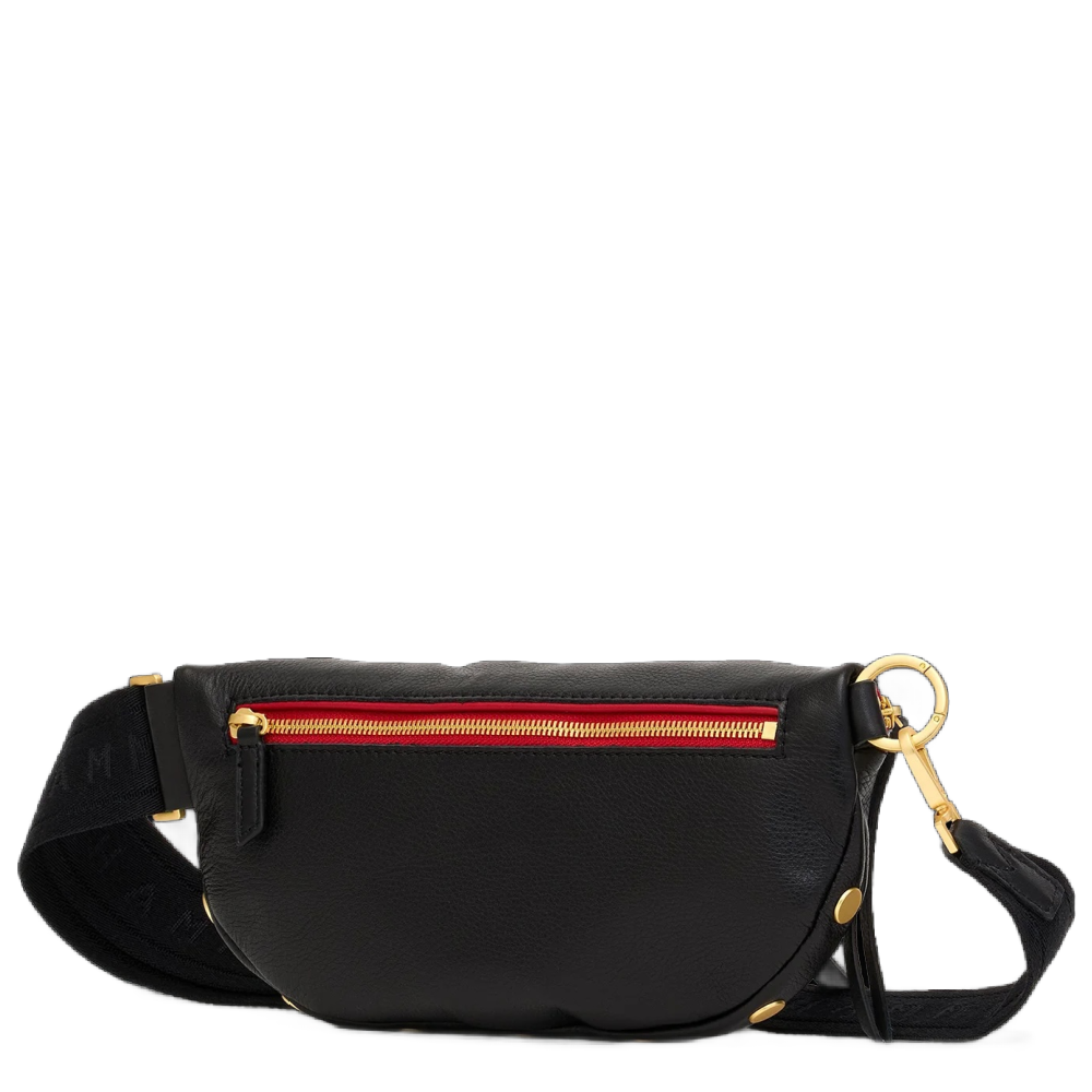 CHARLES CROSSBODY MED BLACK/BRUSHED GOLD RED ZIP