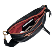 CHARLES CROSSBODY MED BLACK/BRUSHED GOLD RED ZIP