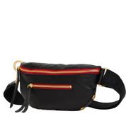 CHARLES CROSSBODY MED BLACK/BRUSHED GOLD RED ZIP