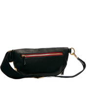 CHARLES CROSSBODY MED BLACK/BRUSHED GOLD RED ZIP