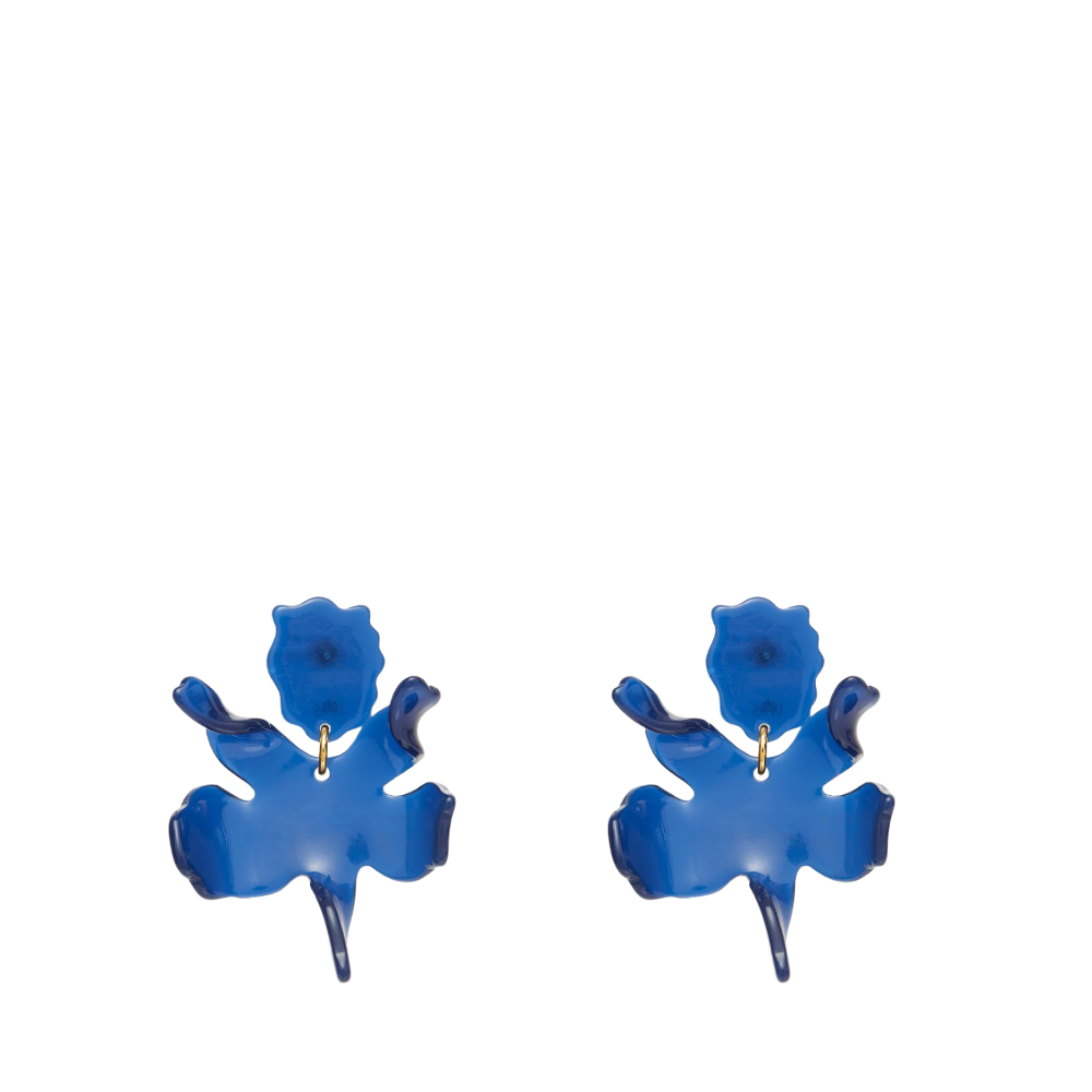SMALL PAPER LILY EARRINGS COBALT