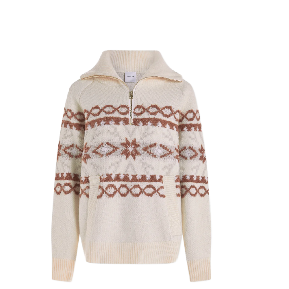 CAI FAIRISLE HALF ZIP CREAM