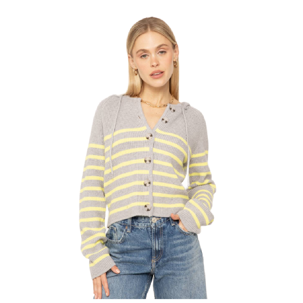 MAPLE STRIPED SWEATER JACKET GRAY