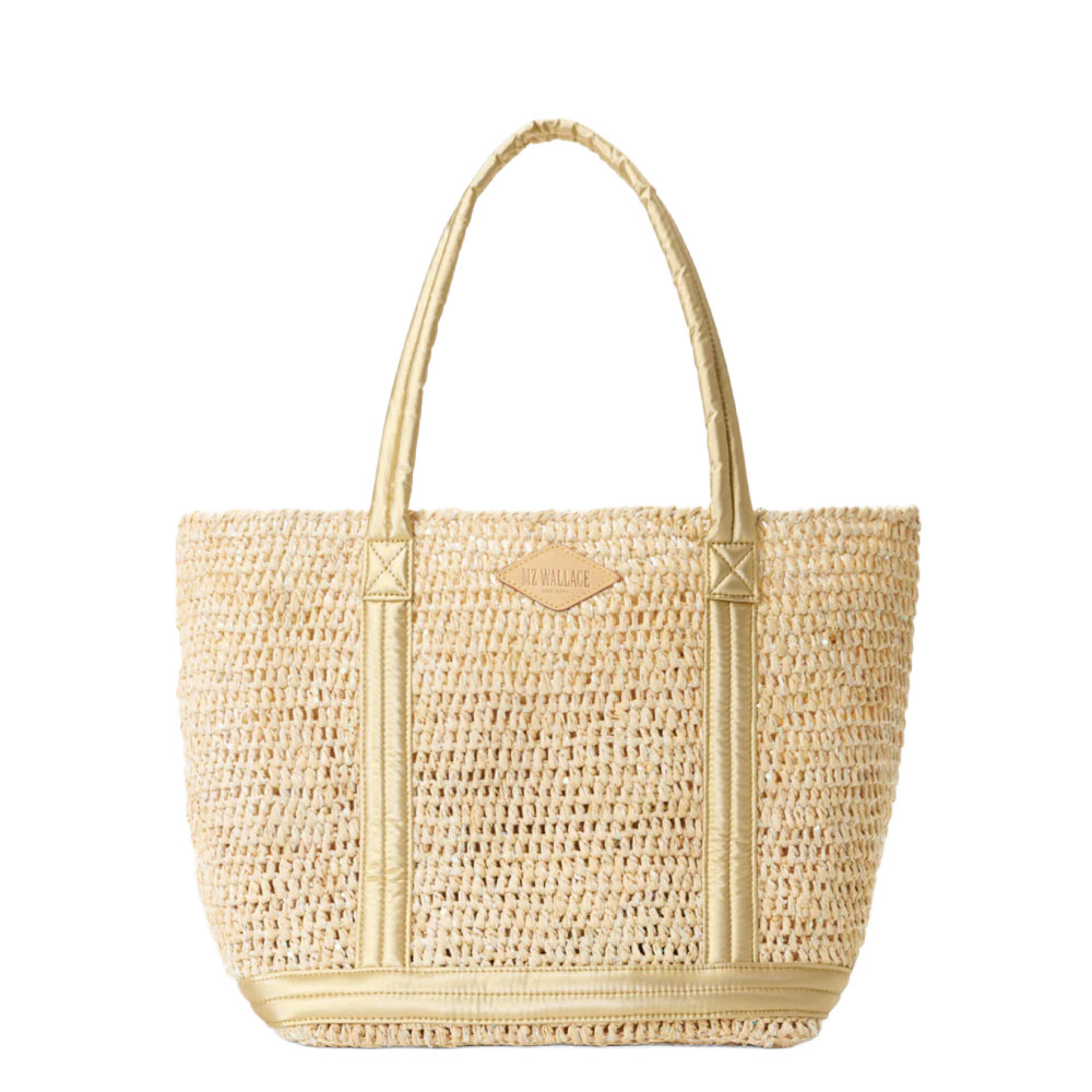 MEDIUM SEQIN RAFFIA TOTE GOLD