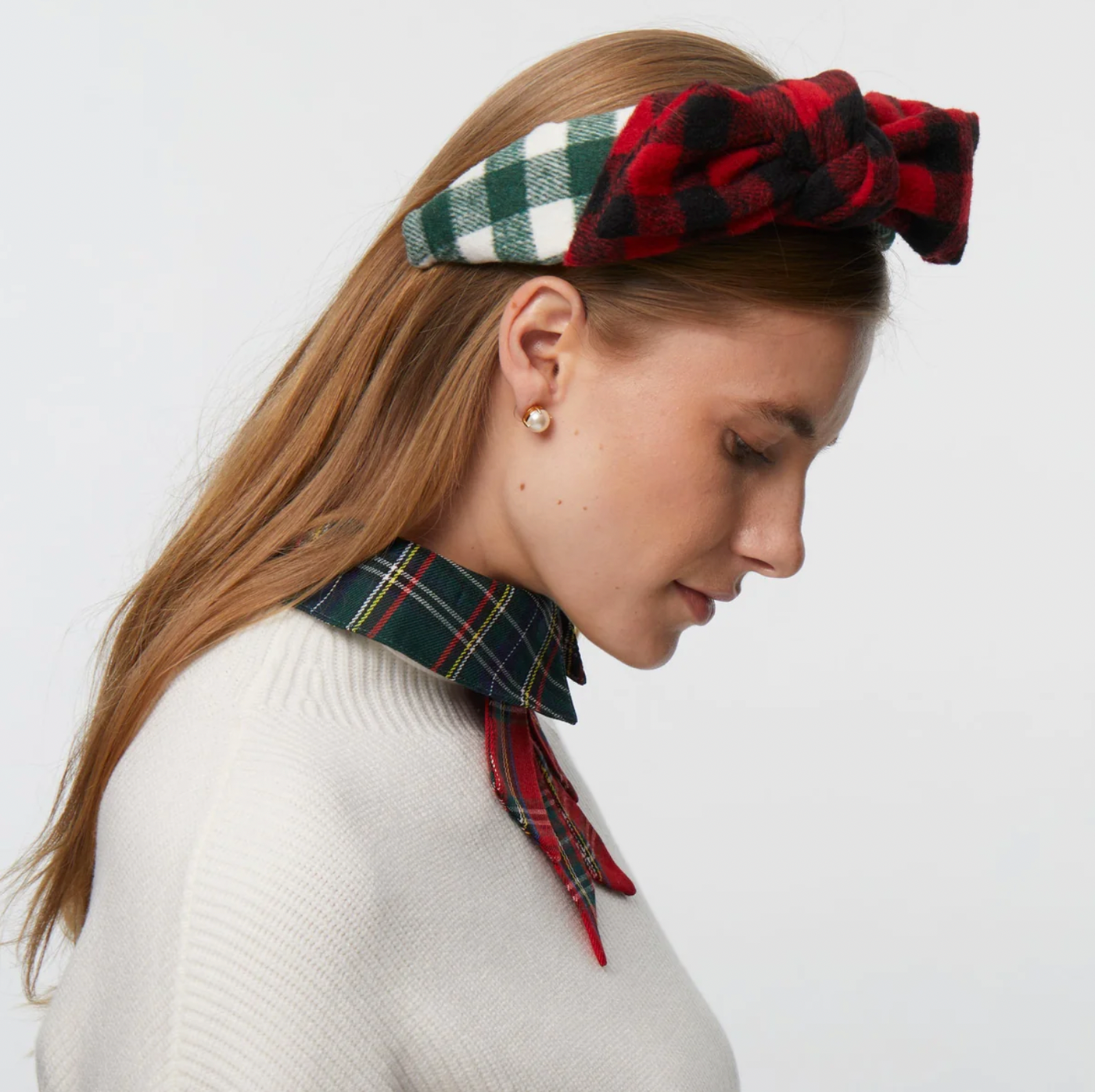 PEPPERMINT MIXED FLANNEL HOLLY HEADBAND