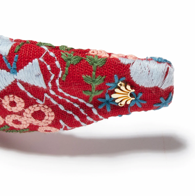 RUBY MEADOW EMBROIDERED KNOTTED HEADBAND