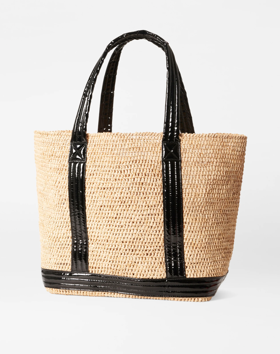 LARGE RAFFIA TOTE BLACK