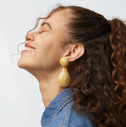 BONE LARGE DOME TEARDROP EARRINGS