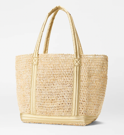 MEDIUM SEQIN RAFFIA TOTE GOLD