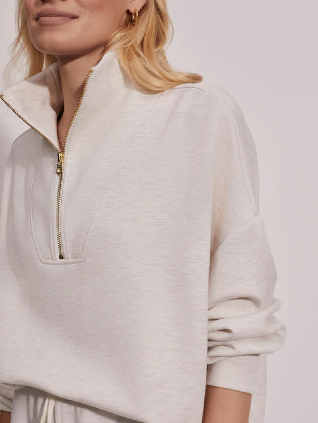 HAWLEY HALF ZIP IVORY MARL