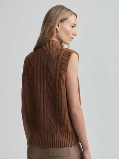 JOILETTE ROLL NECK VEST CARAMEL PECAN