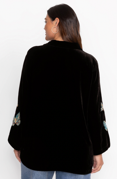 LUCIANA KIMONO SLEEVE SHIRT BLACK