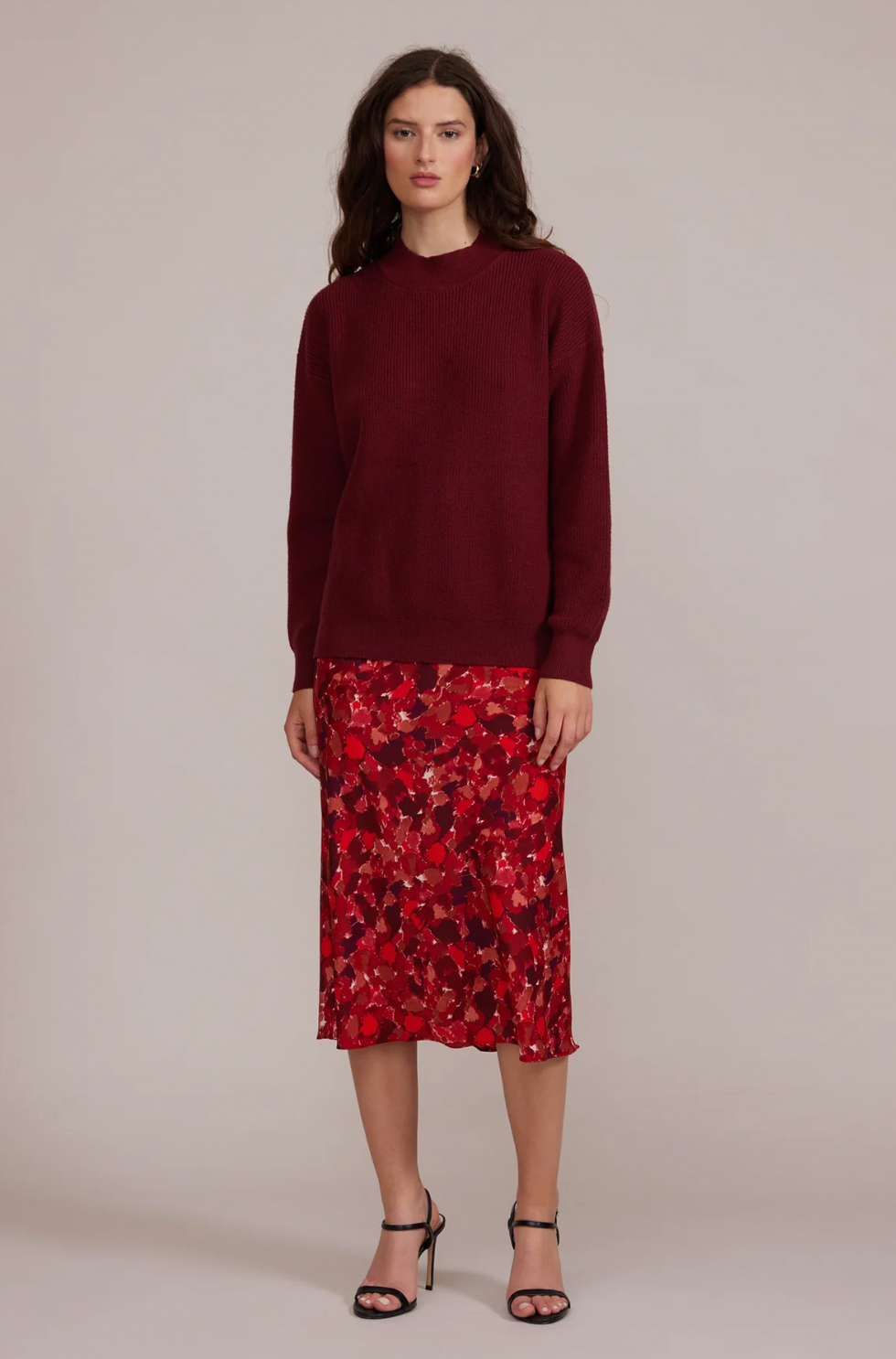 ADOINA BIAS SKIRT RED