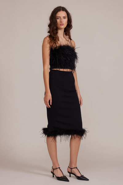 JAMILA FEATHERED SKIRT BLACK