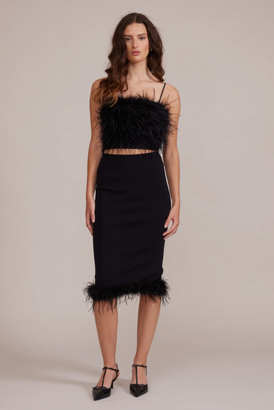 JAMILA FEATHERED SKIRT BLACK