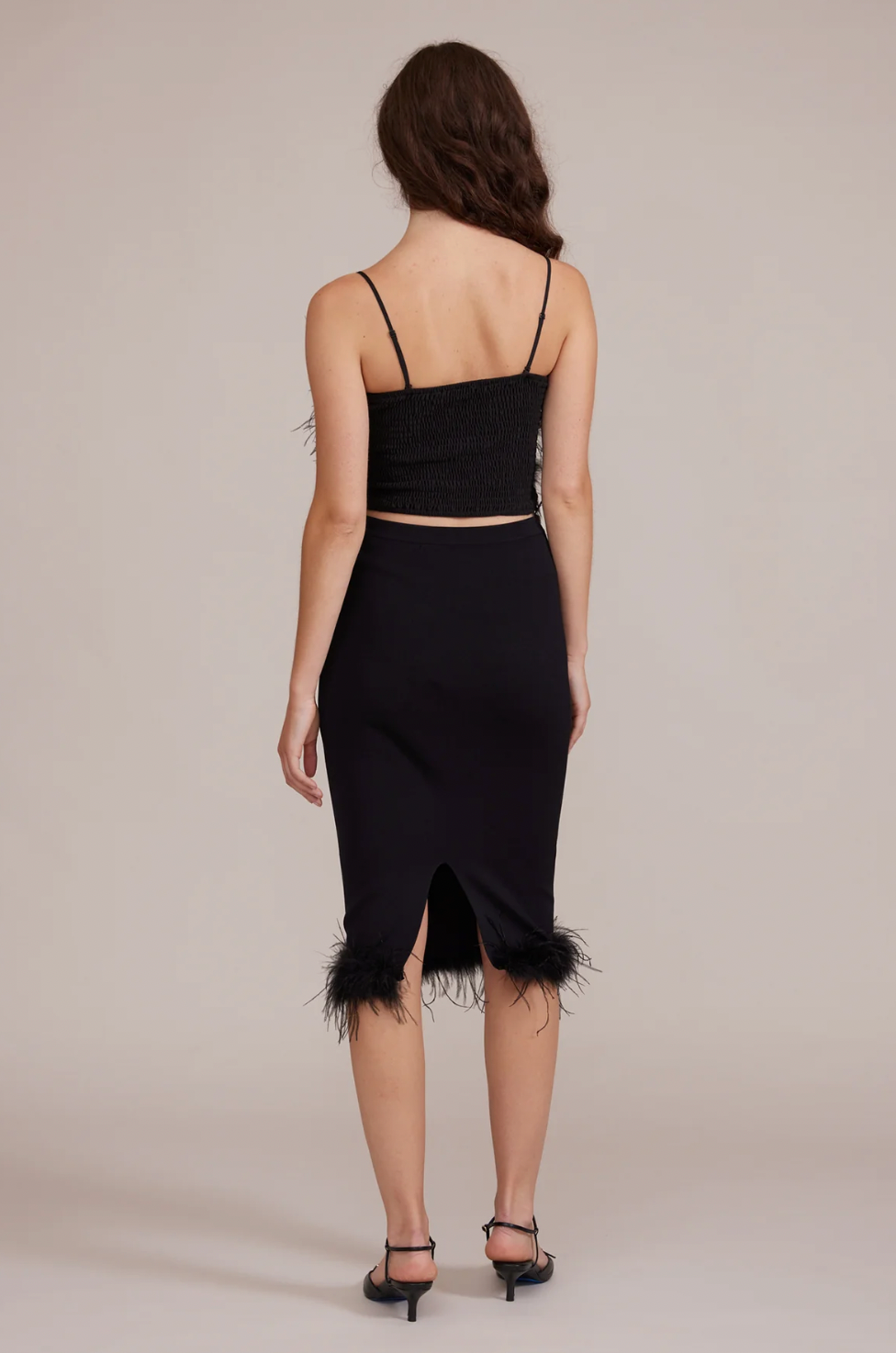 JAMILA FEATHERED SKIRT BLACK