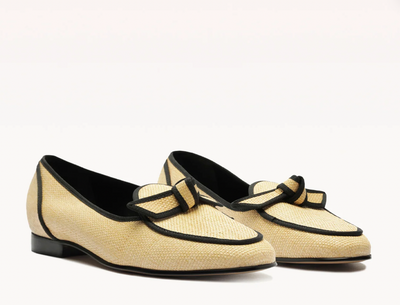 GROSGRAIN RAFFIA LOAFER NATURAL BLACK