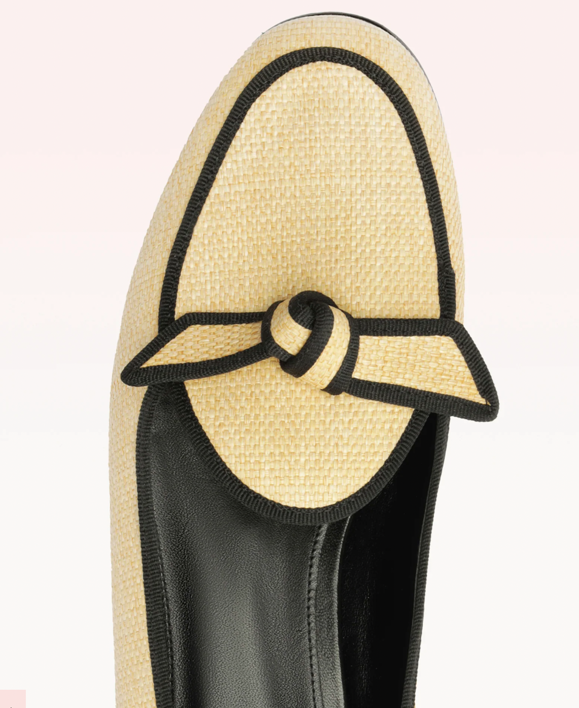 GROSGRAIN RAFFIA LOAFER NATURAL BLACK