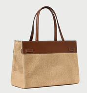 AIDAN NATURAL STRAW WORK TOTE