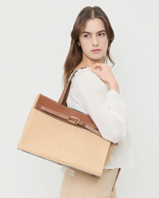 AIDAN NATURAL STRAW WORK TOTE