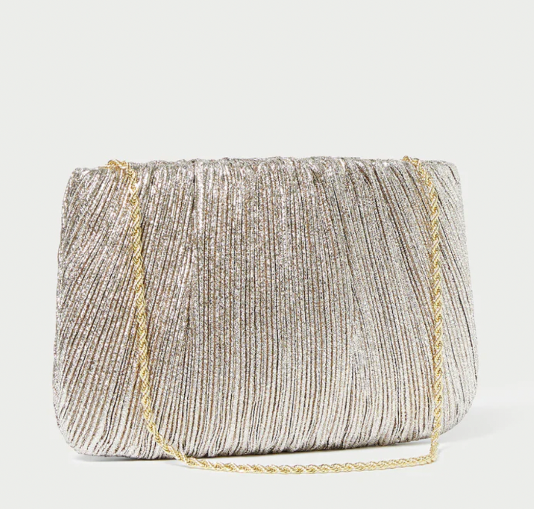 BRIT PLEATED CLUTCH CHAMPAGNE
