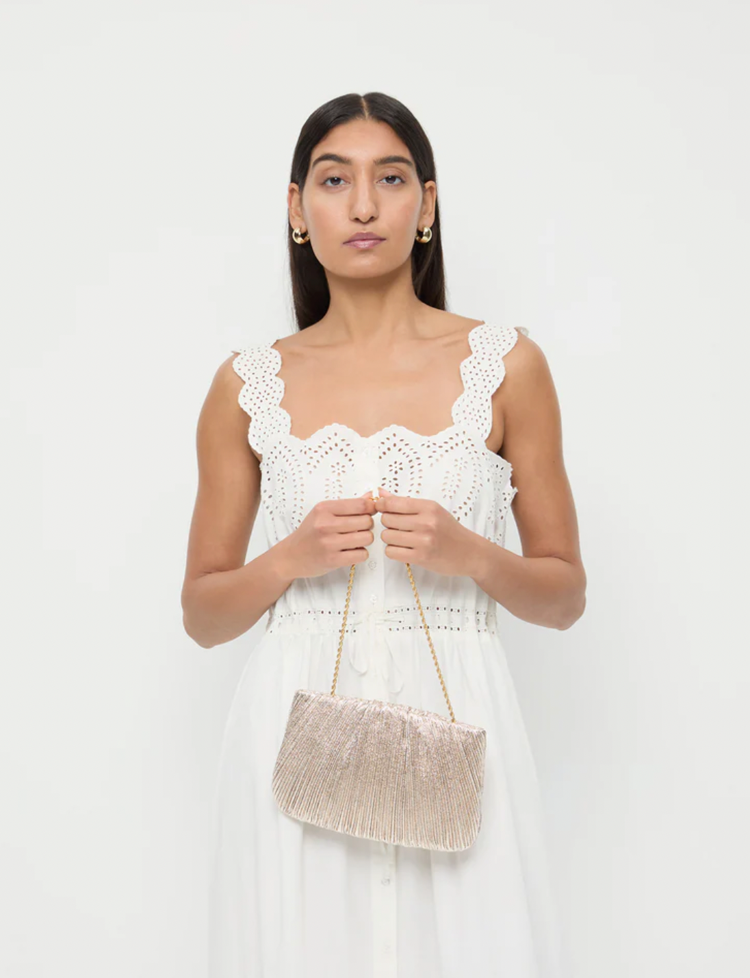 BRIT PLEATED CLUTCH CHAMPAGNE