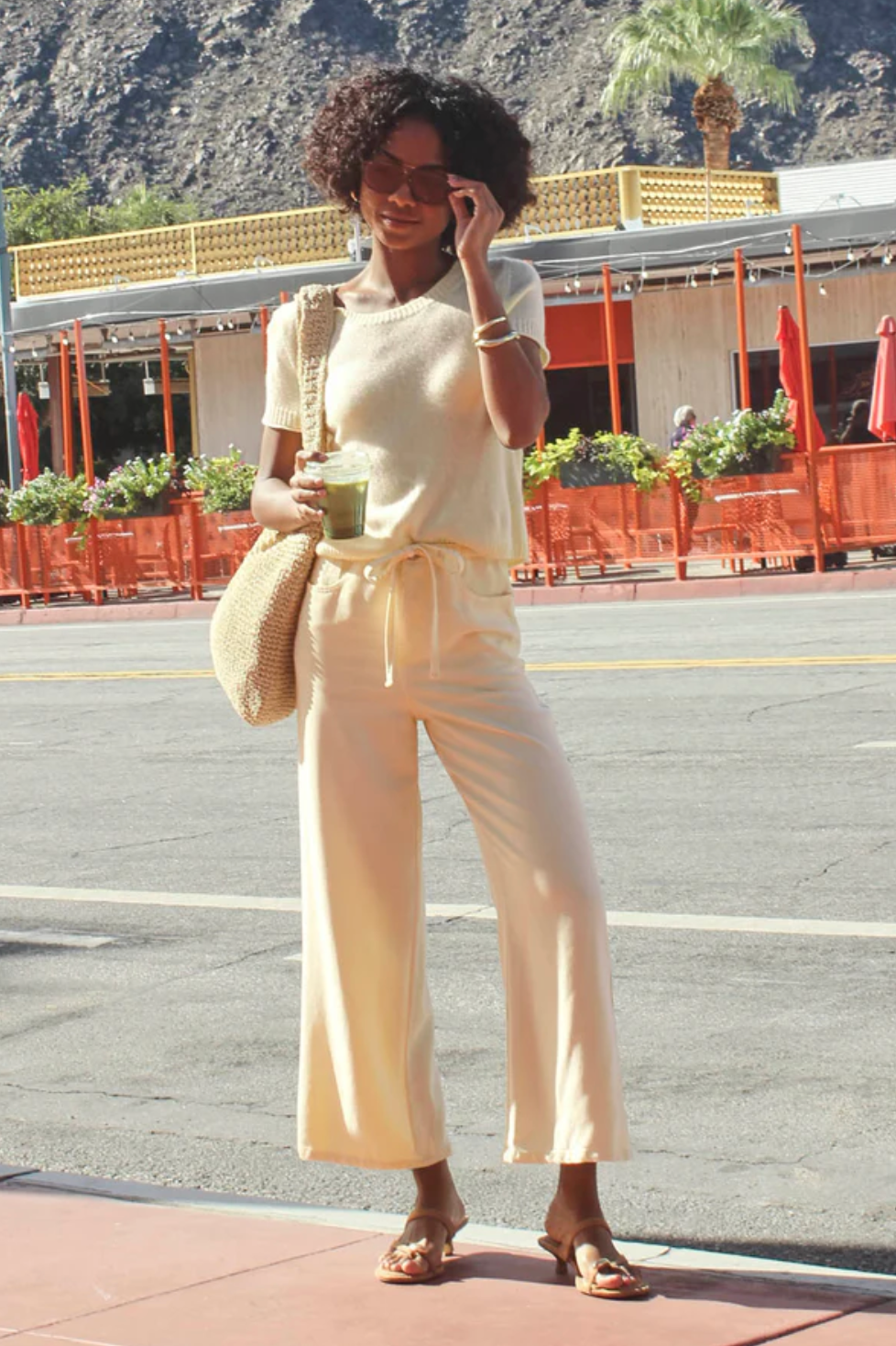 LOUNGE DENIM CROP HONEYSUCKLE