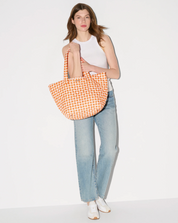 MEDIUM METRO TOTE DELUXE ORANGE GINGHAM